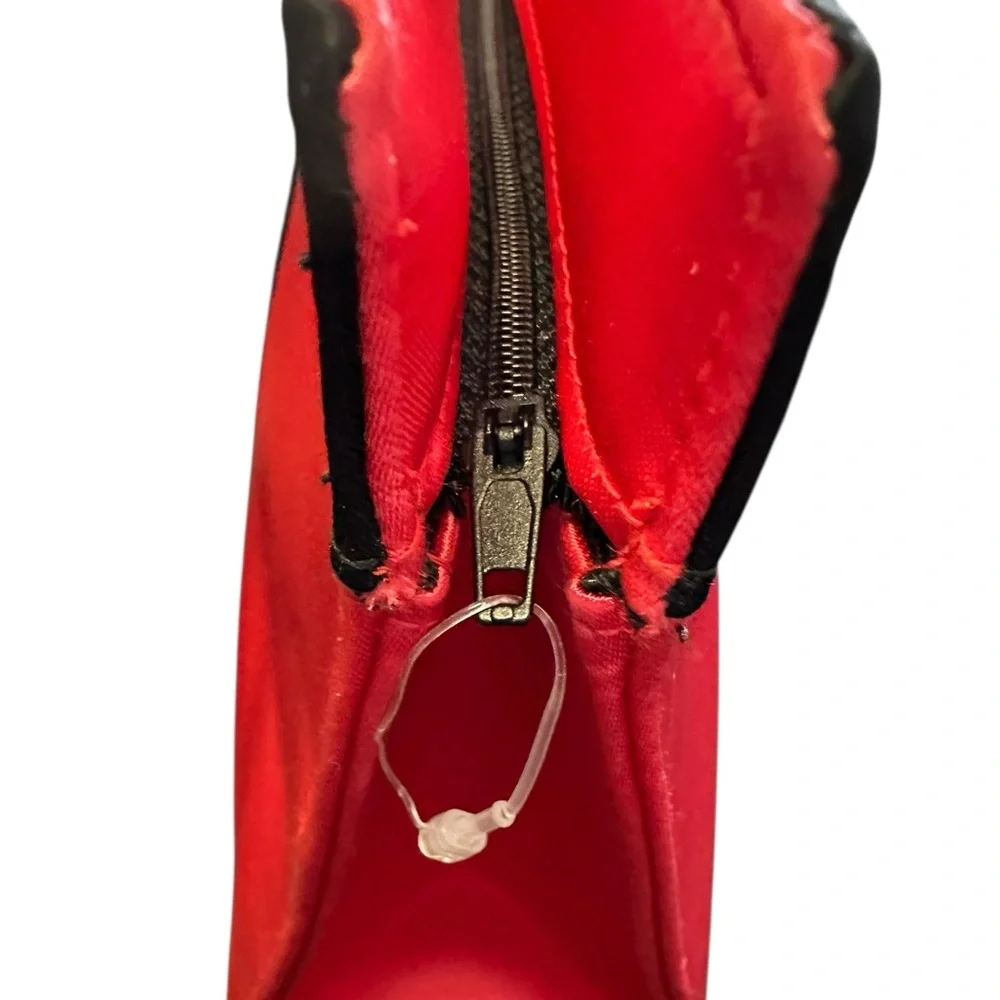 Vintage YSL Yves Saint Laurent Parfum Zip Pouch Clutch Red/Black Gold Heart chrm